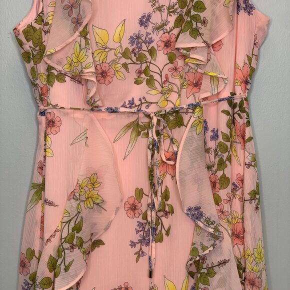 Tommy Hilfiger Pink Chiffon Floral Dress Flowy‎ Fit & Flare Cottage Core Size 16 - Picture 5 of 15